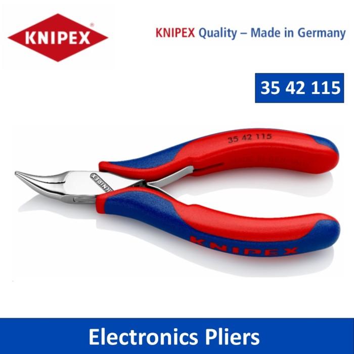 Gambar Tang Lancip Bengkok Elektronik Knipex 35 42 115 Electronics Pliers With box joint dari SATATOOL INDONESIA undefined Tokopedia