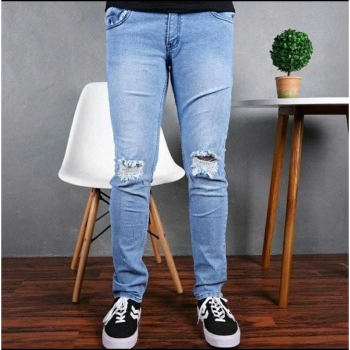 Gambar Gibrans Jeans - celana jeans panjang pria sobek lutut slimfit - Blitz sobek, 38 dari GIBRANS JEANS undefined Tokopedia