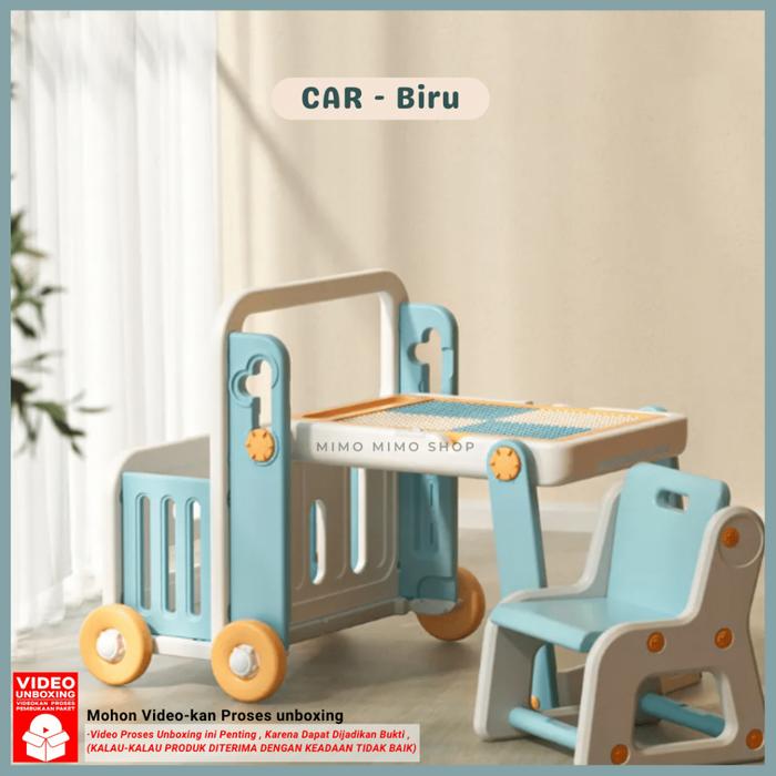 Gambar Meja balok CAR - Set meja kursi Storage multifungsi Building blocks - Biru dari INDOWMART undefined Tokopedia