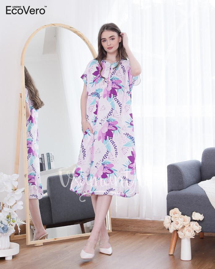 Gambar Terlaris Vsamantha - Daster / Dress Premium Ecovero Motif Rose Tbk - Lilac dari shop_syar'i undefined Tokopedia