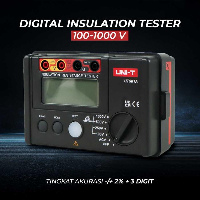 Gambar Tester Tahanan Isolasi Digital 100-1000V untuk Deteksi Korsleting Digital Insulation Resistance Tester for Short Circuit Detection - Hitam dari Zilenium02 undefined Tokopedia