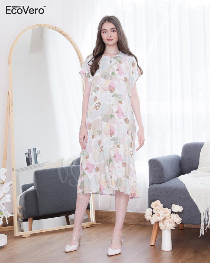 Gambar Terbaru Vsamantha - Daster / Dress Premium Ecovero Motif Geneva Tbk - Greentea dari shop_syar'i undefined Tokopedia