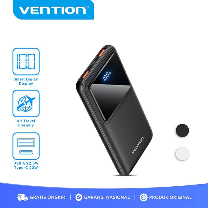 Gambar Vention Powerbank Fast Charging LED Display QC PD USB Type C - FHK Black dari Rans-Tekno undefined Tokopedia