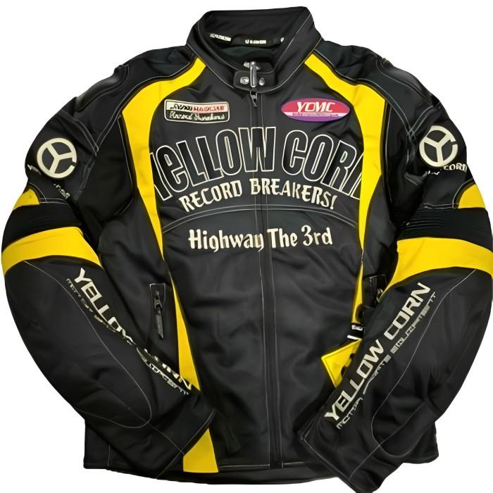 Vintage Biker Track jacket Pria yellow - Preloved 80s yellow corn