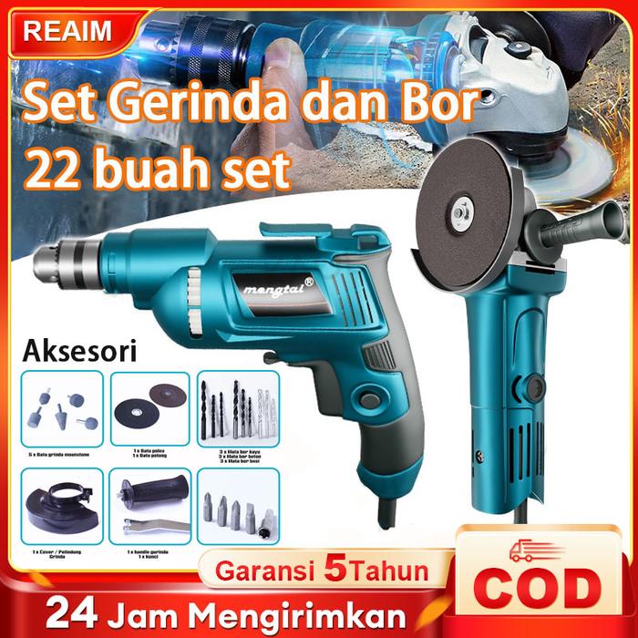 Gambar Mesin Gerinda Tangan Dan Mesin Bor Listrik-13Mm -Power Tools-Paket Bor dari berlyan12 undefined Tokopedia