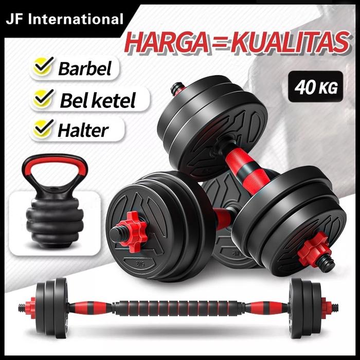 Gambar 2023 Dumbbell Set 40KG+ Kettlebell Fitness Equipment 6 in 1 Barbell dari ririnshels undefined Tokopedia