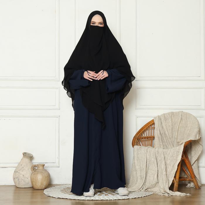Gambar Allev Adelia Abaya Outer Syar'i Gamis Dress Wanita Dewasa Bahan Mazen Anti UV - Midnight Blue - M dari Allev.Store undefined Tokopedia