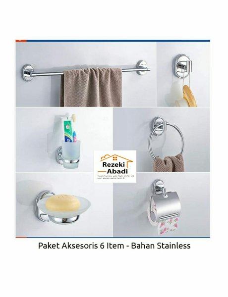 Gambar Paket Bundling 6 item Aksesoris Kamar Mandi Bahan Stainless - Rak dari eraquratta undefined Tokopedia