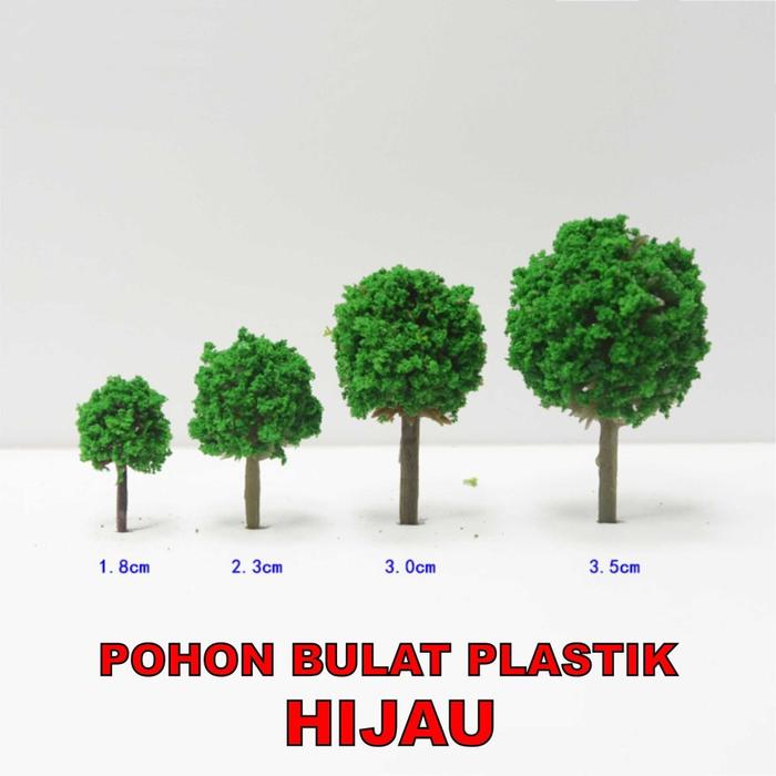 Gambar Miniatur Pohon Bunga / Pohon Cabang Bulat Plastik - Hijau Polos, 1.8cm dari Lemon Tree Stationery undefined Tokopedia