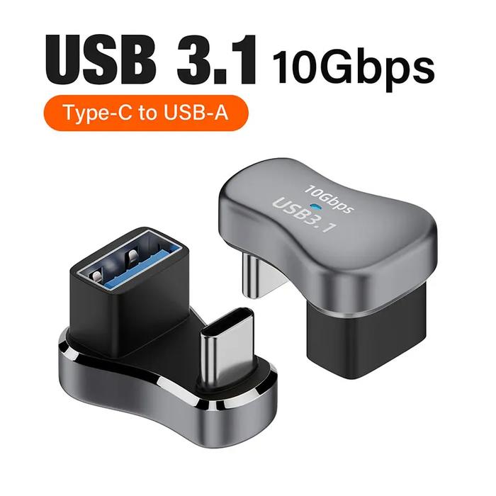 Gambar USB C Adapter 20Gbps PD 140W Type C Charging 180 Degree Angle U Shape Converter for Steam Deck ROG Ally Accessories - T1 - C to A dari AinWare undefined Tokopedia