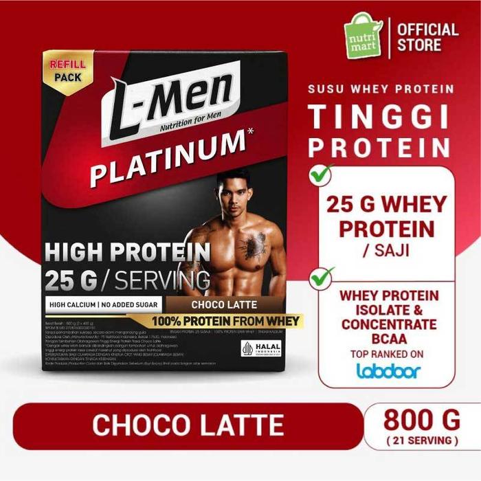 Gambar L-Men Platinum Refill Choco Latte 800 gram - Kemasan Refill Suplemen Fitness Tinggi Protein dari keysastoreee undefined Tokopedia