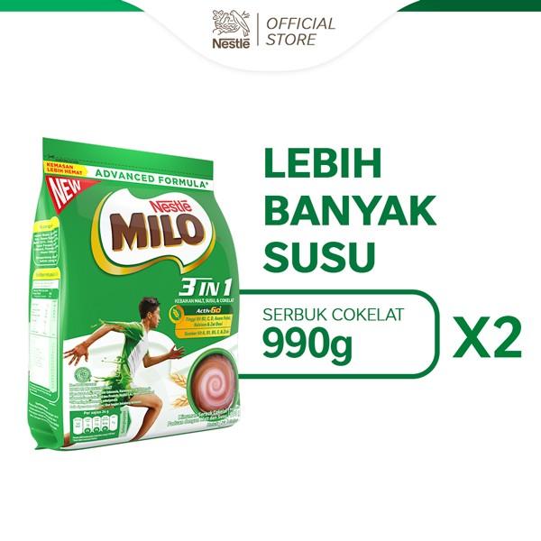 Gambar MILO ACTIV-GO 3in1 Susu Coklat Pouch 990gx2pcs [HARGA SPESIAL] dari awaanStore undefined Tokopedia