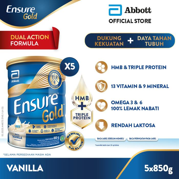 Gambar Ensure Gold HMB Vanila 850 g - Nutrisi Dewasa Rendah Laktosa - 5 pcs dari Pettra Martket undefined Tokopedia