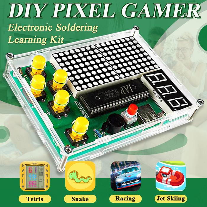 Gambar DIY Pixel Game Maker Kit Electronics DIY Soldering Project Practice Solder Learning Assembly with Shell Tetris Race Car Games dari Hanggara_Store undefined Tokopedia