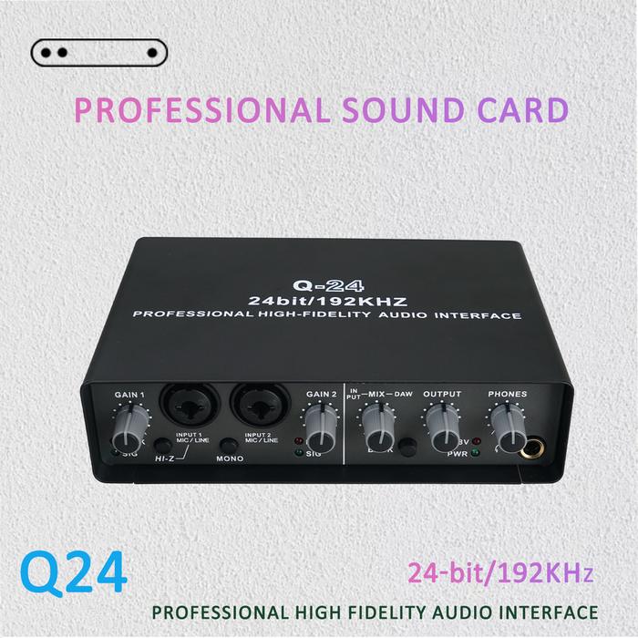 Gambar Q24 Mikrofon Profesional Kartu Suara Eksternal Komputer USB Rekaman Gratis Studio Mikrofon Live Recording K Kartu Artefak Lagu soundcard 24BIT/192KHZ Mobile music production/performance equipment, Q-24 dari Tukijan taro official undefined Tokopedia