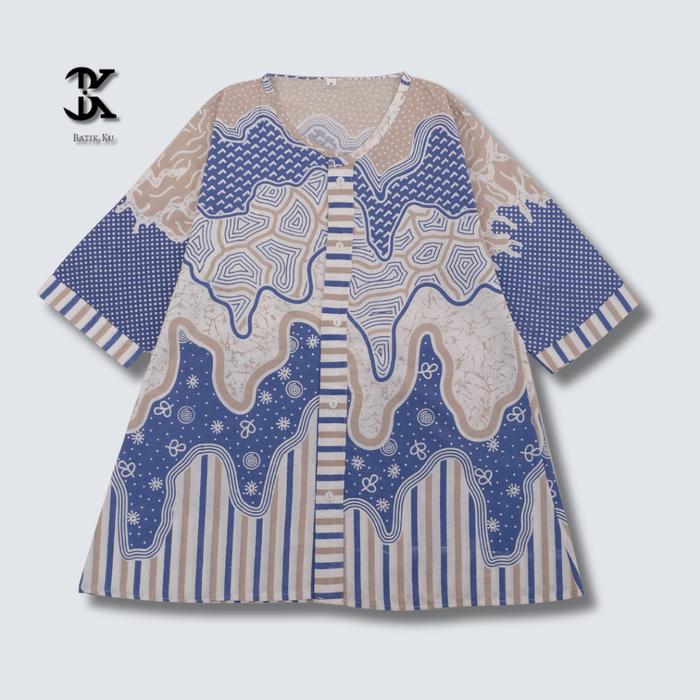 Gambar Ready stok Baju Batik Wanita Modern Atasan Blouse Batik Kerja Kantor Wanita Lengan 3/4 Bahan Katun Premium Untuk Kondangan Wisuda Lamaran Model Elegan Korean Style Ootd Hijab Terbaru 2023 Kekinian - Biru, M dari pupunstore undefined Tokopedia