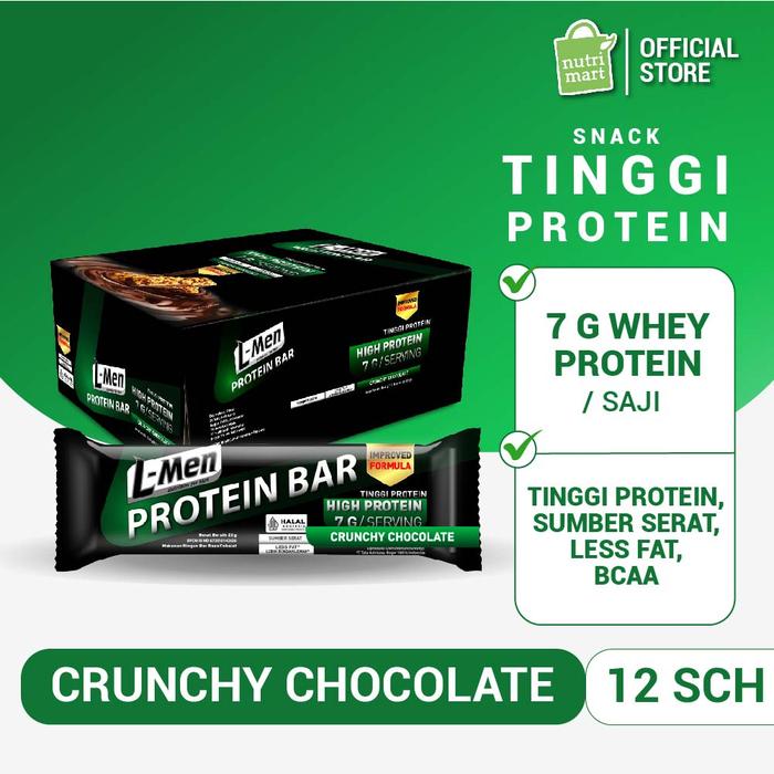 Gambar L-Men Protein Bar Crunchy Chocolate 12 sachet - Camilan Rendah Lemak dari Taryono Sperpat undefined Tokopedia