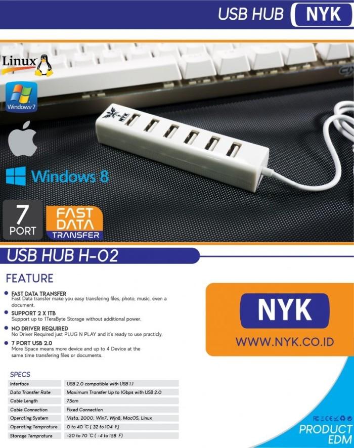 Gambar USB HUB NYK 7 PORT H-02 SUPPORT 1TB - BLACK dari GGSTORESBY undefined Tokopedia