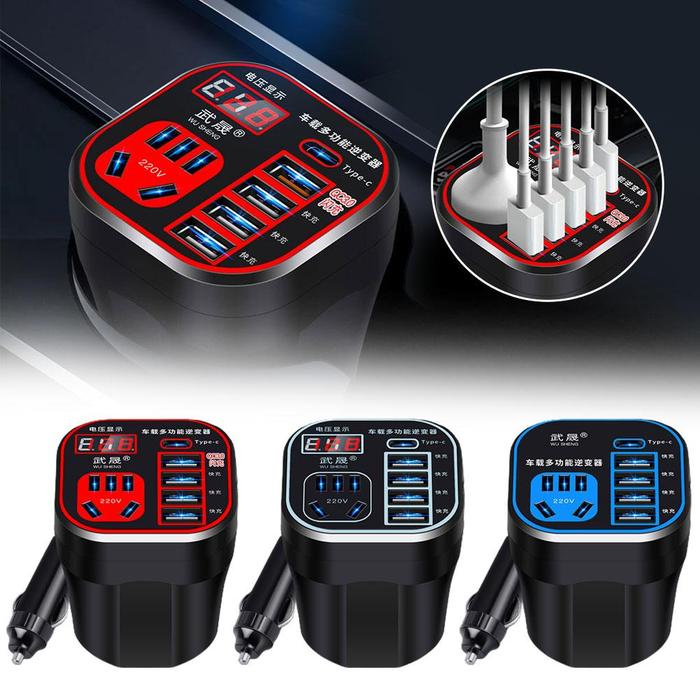 Gambar Car Power Inverter USB 3.0 Charging Port 12V/24V DC1 Multifunction Fast 10V-220V Electronics Inverter Car Charger Charger S V5I4 dari Chaana1 undefined Tokopedia