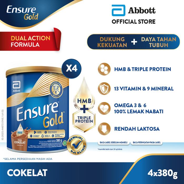 Gambar Ensure Gold HMB Cokelat 380 g - Nutrisi Dewasa Rendah Laktosa - 4 pcs dari Raimunanorderan undefined Tokopedia
