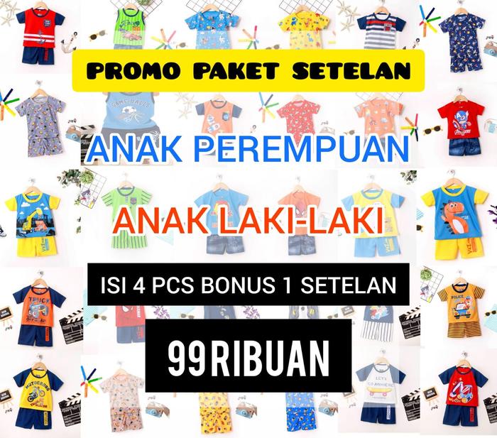 Gambar FOYA Kids - Paket Isi 5 Setelan Anak laki - laki dan Peremuan usia  0 - 7 Tahun motif random- Baju tidur anak/ set baju bayi Cowok Katun - PAKET CAMPUR MOTIF CEWEK  COWOK, S (Max BB 6 kg) dari FOYA Kids undefined Tokopedia