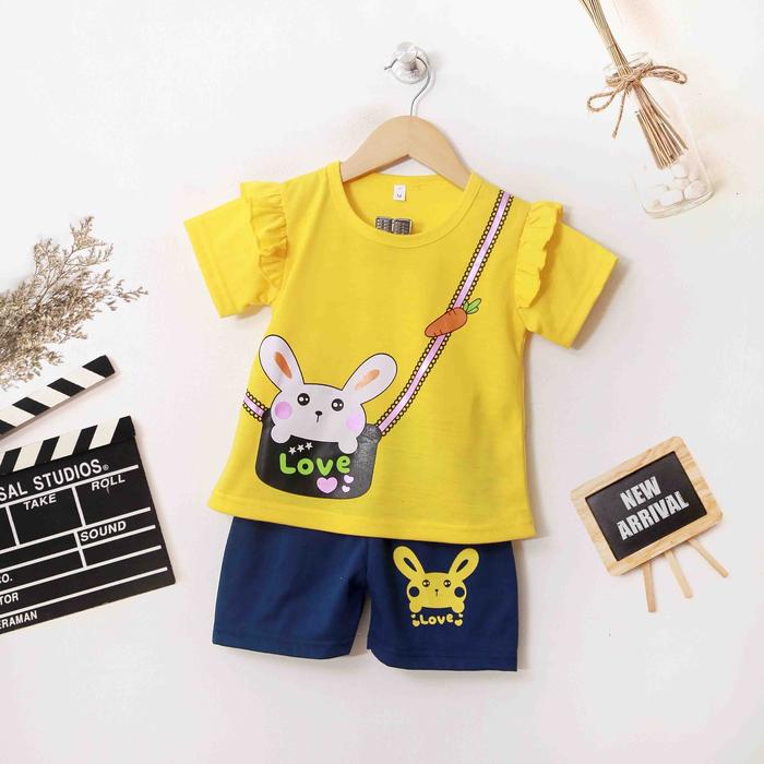 Gambar FOYA Kids - Setelan ruffle baju anak cewek 0-7 tahun model tangan rumbai/stelan anak perempuan/stelan anak murah - Ruffle Kuning, S dari FOYA Kids undefined Tokopedia