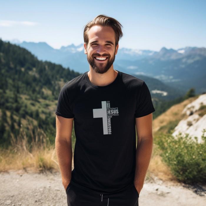 Gambar Kaos distro gambar Salib Jesus Joy Love Grace Patient Kindness Mercy Forgiving 100% Cotton Combed 30S bahan adem - Hitam, XS dari fiazaa undefined Tokopedia