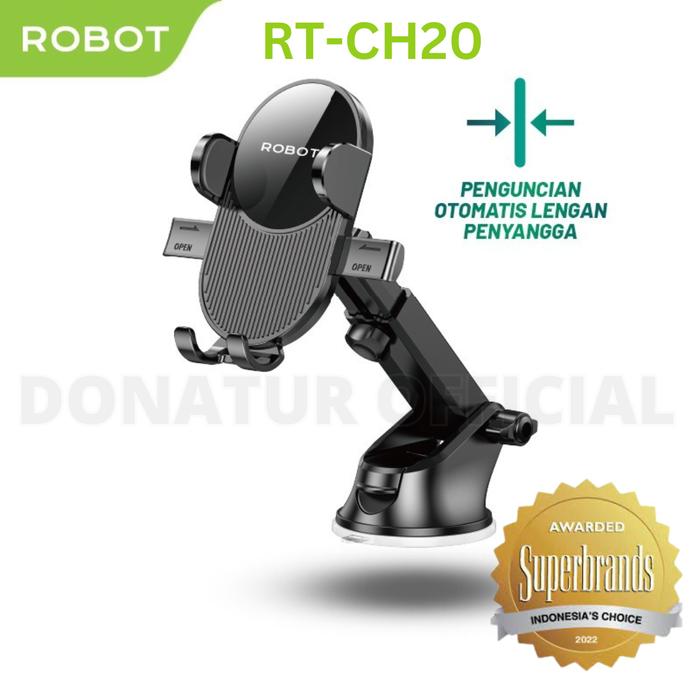 Gambar ROBOT RT-CH20 Car Holder Black Rotatable For Smartphone Backseat Car dari Donatur official store undefined Tokopedia