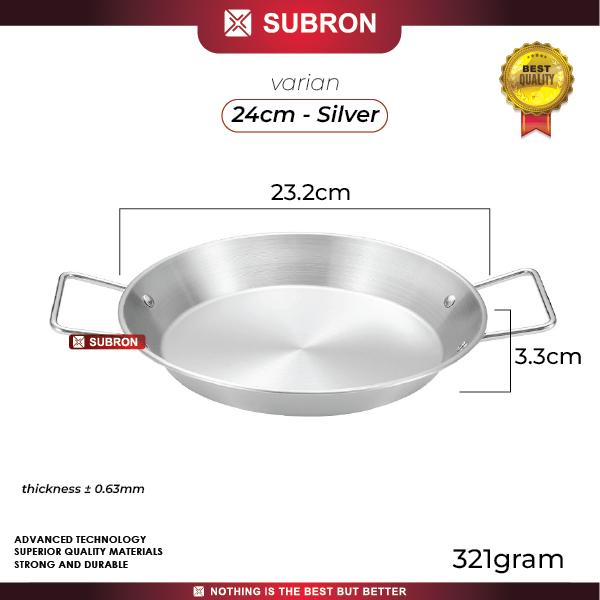Gambar SUBRON Flat Wok Wajan Korea Piring Saji 20CM 22CM 24CM Stainless Gold Silver - 24 SILVER dari SUBRON KITCHENWARE undefined Tokopedia