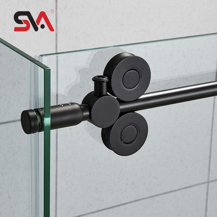 Gambar Customized Color SVA-0029B Round Pipe Four Wheels Stainless Steel Shower Sliding Door System Tempered Glass Hardware Fittings dari KY`STOREZ undefined Tokopedia
