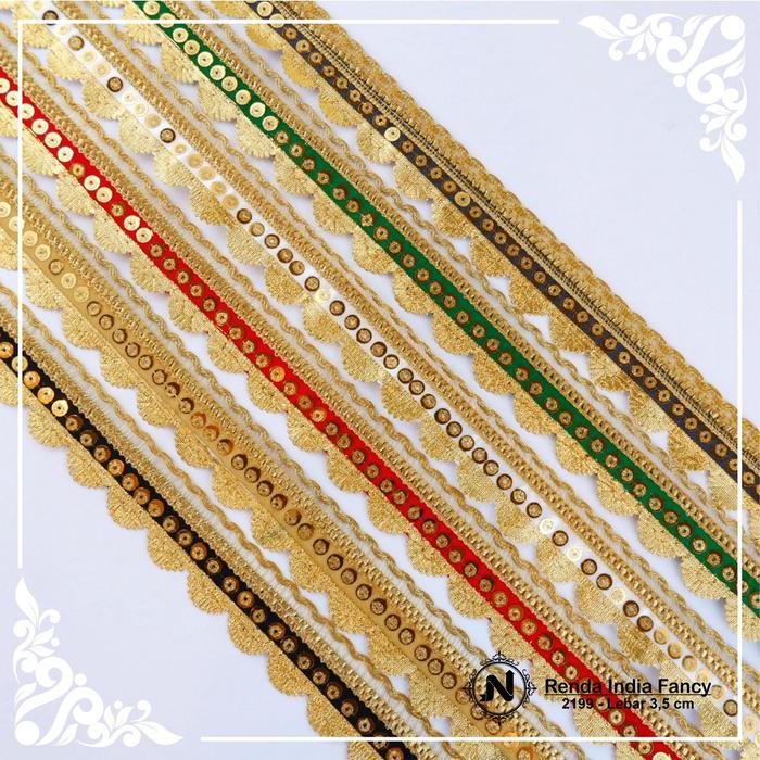 Gambar RENDA FANCY 2199 PER ROLL pita renda ribbon lace trim sequin india bunga bordir permata payet diamond mote aksesoris fashion wanita wedding pengantin hijab gamis kebaya kostum tari dari MISBAH RAYA undefined Tokopedia