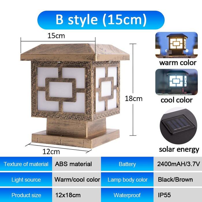 Gambar Outdoor Post Lights,IP65 Waterproof Solar Stigma Lamp,LED Bulb Included,Lawn Landscape Pillar Head Lamp Garden, Patio, Pathway dari SIGAR TENAN undefined Tokopedia