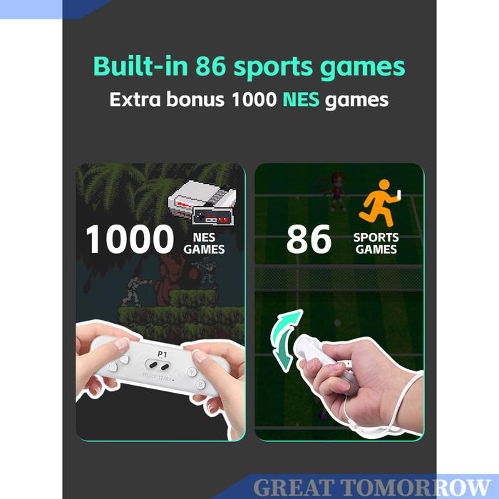 Gambar GT Stik Game Retro Konsol Game Penginderaan Gerak Klasik Video Game Kodok DATA Dengan Pengontrol Nirkabel 2.4G 4K Bawaan 1000 Game NES dari Great Tomorrow undefined Tokopedia