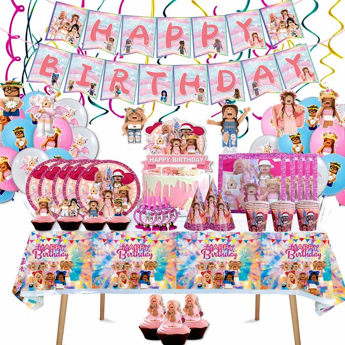 Gambar TB Pink Roblox Mining Pixel Game Kids Birthday Party Supplies Plates dari Toko Boquat undefined Tokopedia