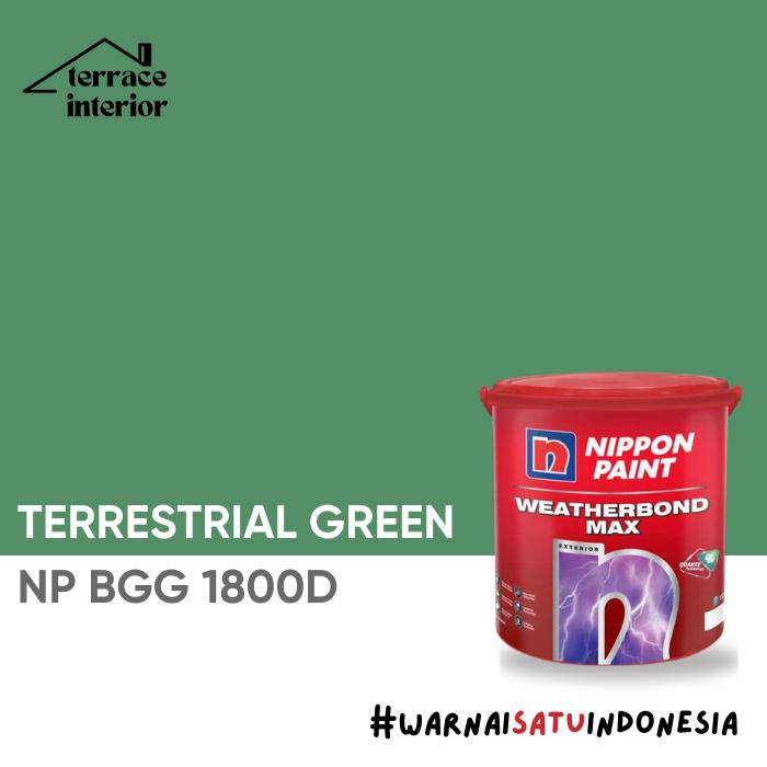 Gambar Cat Tembok Exterior Weatherbond Max Nippon Paint Warna Hijau 2.5 L - TERRESTRIAL GREEN dari Terrace Interior undefined Tokopedia