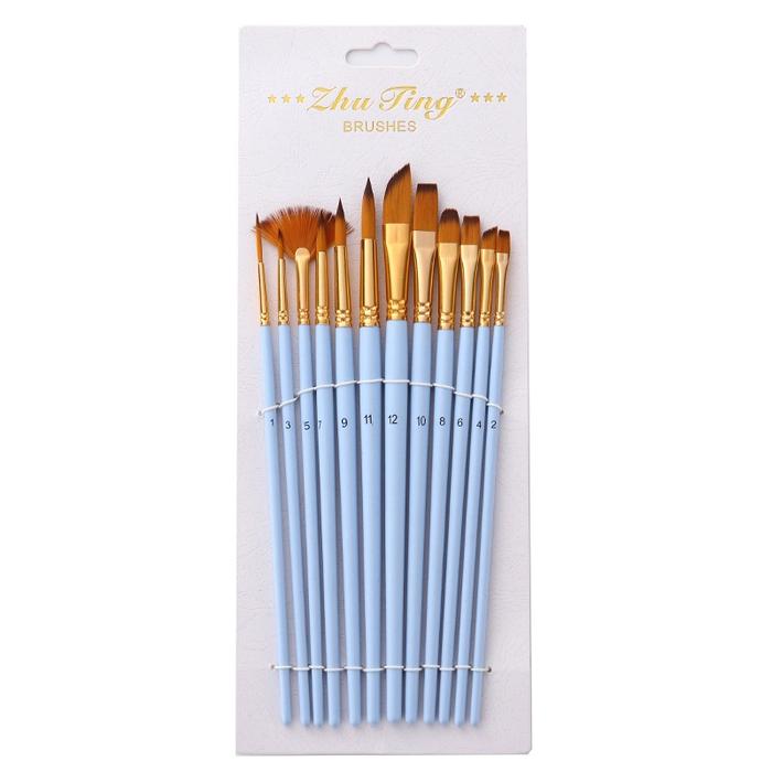 Gambar 12 Pcs Kuas Set Lukis Nylon Hair Brush Set Watercolor Pen Set Art Supplies Artist Paint Brush Kuas Cat Minyak - Biru dari Laciiibolalaa undefined Tokopedia