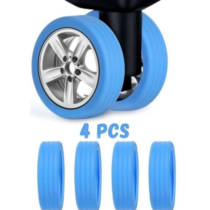 Gambar [BISA GOSEND] Pelindung Roda Koper Premium Silikon Wheel Protector - Blue 4 pcs dari Maple Star Collection undefined Tokopedia
