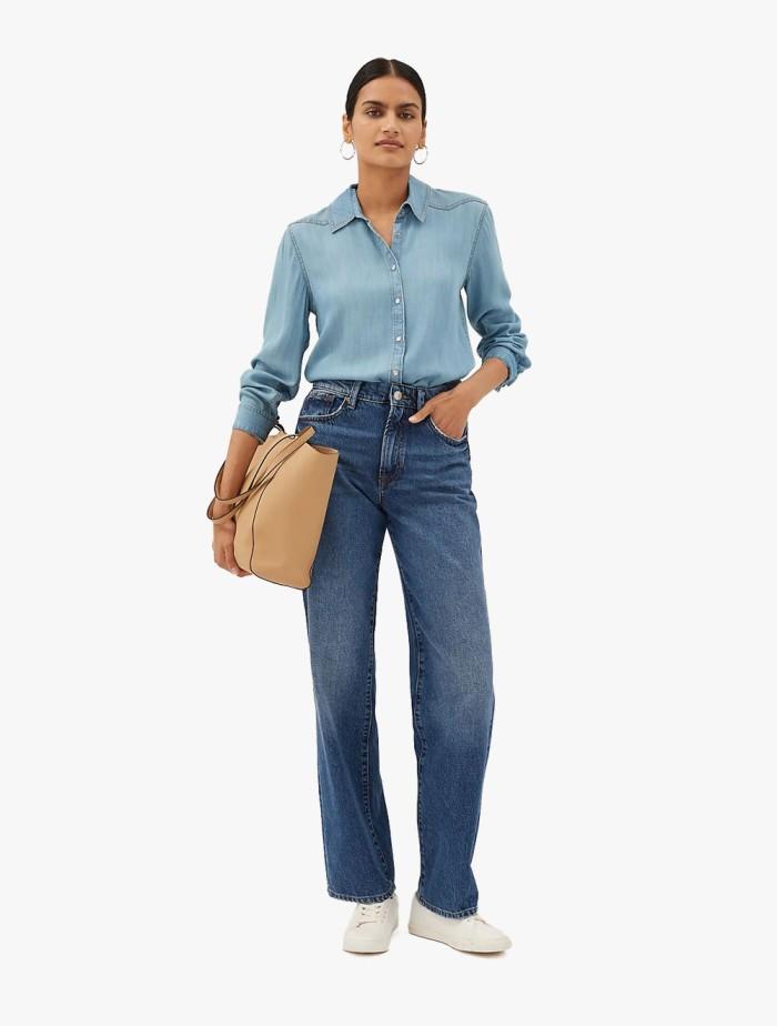 Gambar M&S - Kemeja Wanita - Pure Tencel Collared Long Sleeve Shirt - Denim Promo Terbatas - Denim, UK 16 dari AnggitaStore undefined Tokopedia