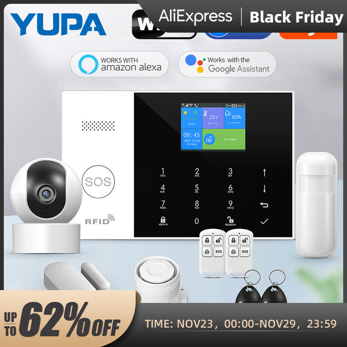 Gambar UT Wireless WIFI GSM Home Security Alarm System 2.4 Inch colorful LC dari Untung Tube undefined Tokopedia