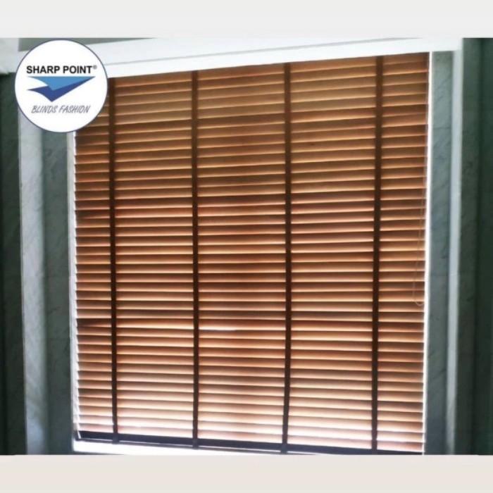 Gambar Wooden Blind Sharp Point Indoor / Outdoor / Kray Kayu Untuk Kantor Rumah / Kray Dapur Stick+Cord 27mm Manual String - Stick+cord 50mm, One control dari Ladeva Home Decor undefined Tokopedia