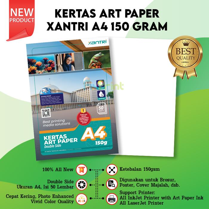 Gambar 50 Sheets Kertas Photo Art Paper A4 150gsm 120 gsm Print Double Side - A4 150gsm dari FixPrint Yogyakarta undefined Tokopedia