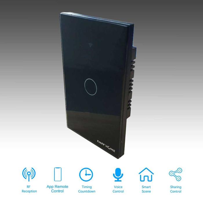 Gambar Saklar Lampu Wireless Stop Kontak Listrik WiFi Remote Control HP Touch - Hitam, 1 Gang dari Virtual Digital undefined Tokopedia