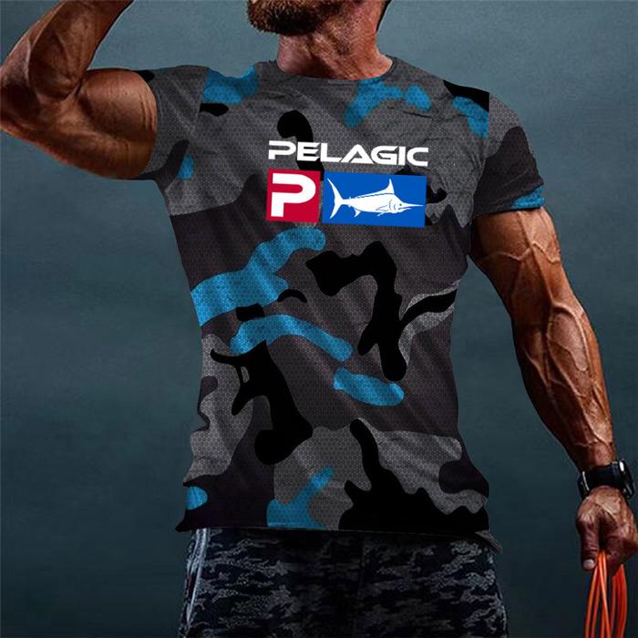 Jual 2024 Pelagic Fishing Shirt Camouflage Men Short Sleeve T