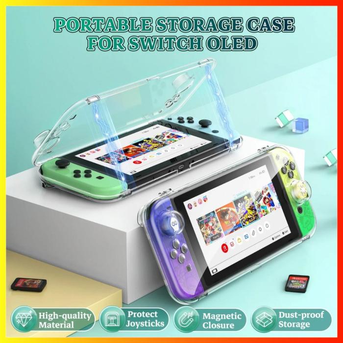 Jual Nintendo Switch OLED Magnetic Transparent Crystal Protective Case ...
