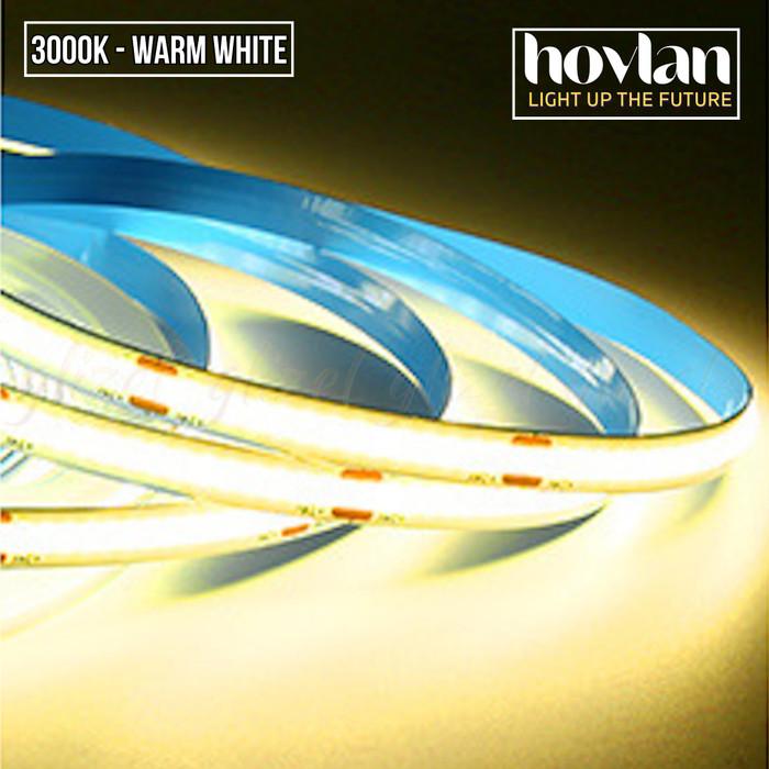 Gambar Paket Led Strip COB 12v Merk Hovlan + Adaptor 3A Flexible Lampu Pita Indoor Dotless Tanpa Mata - 3000K WW dari Glizel undefined Tokopedia