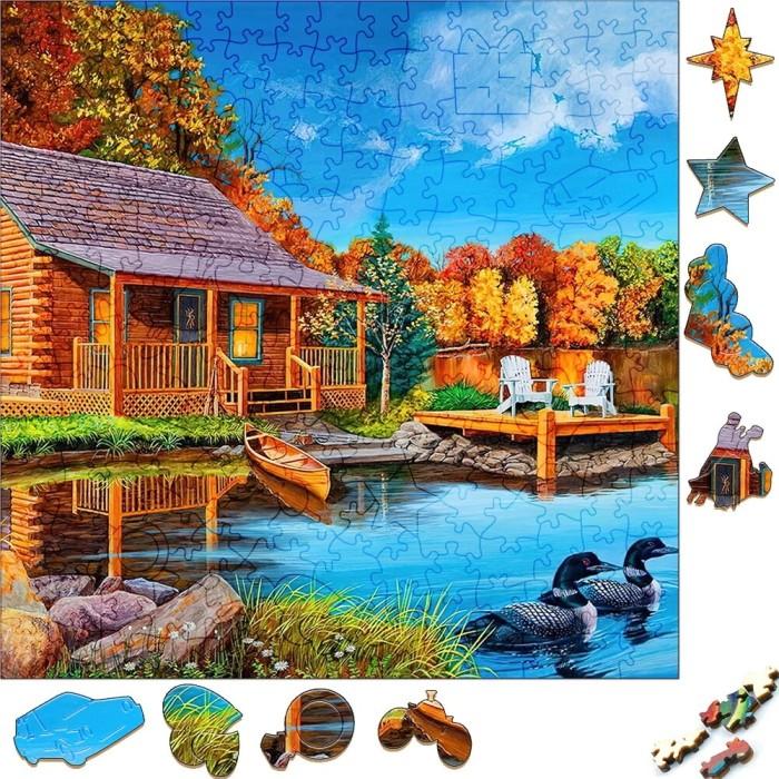 Gambar Creative Wooden Jigsaw Puzzles Autumn Wooden House 3D Wood Puzzle dari Shirley Market undefined Tokopedia