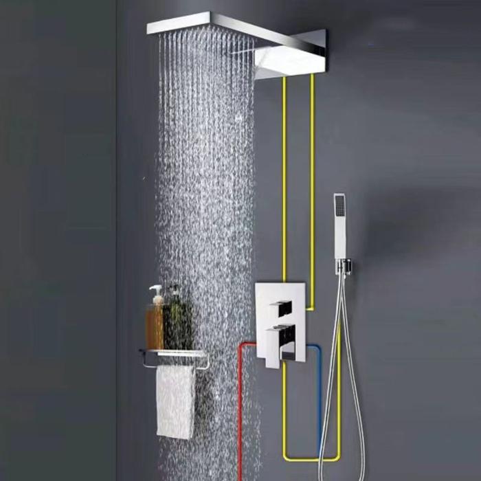 Gambar Thermostatic Shower Set Built In Wall Various Installation Methods Bathroom Rainfall Shower Square Shower Panel dari Crescita undefined Tokopedia