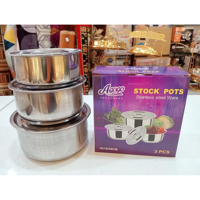 Gambar Panci I Stock Pot Set Agogo Stainless Steel 3Pcs & 5Pcs - 3 Pcs dari Dapur Cantik Pontianak undefined Tokopedia