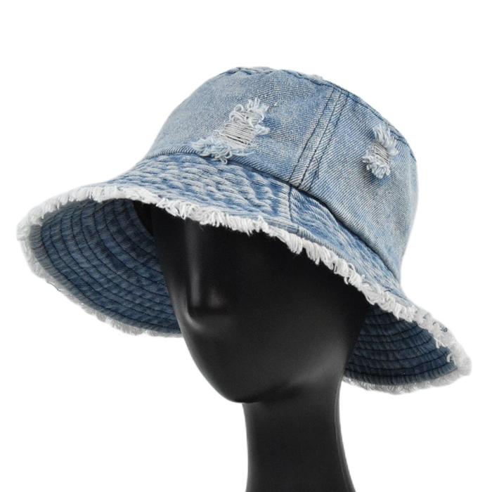 Sun Hats For Women Summer Casual Wide Brim Denim Cotton Bucket Cap