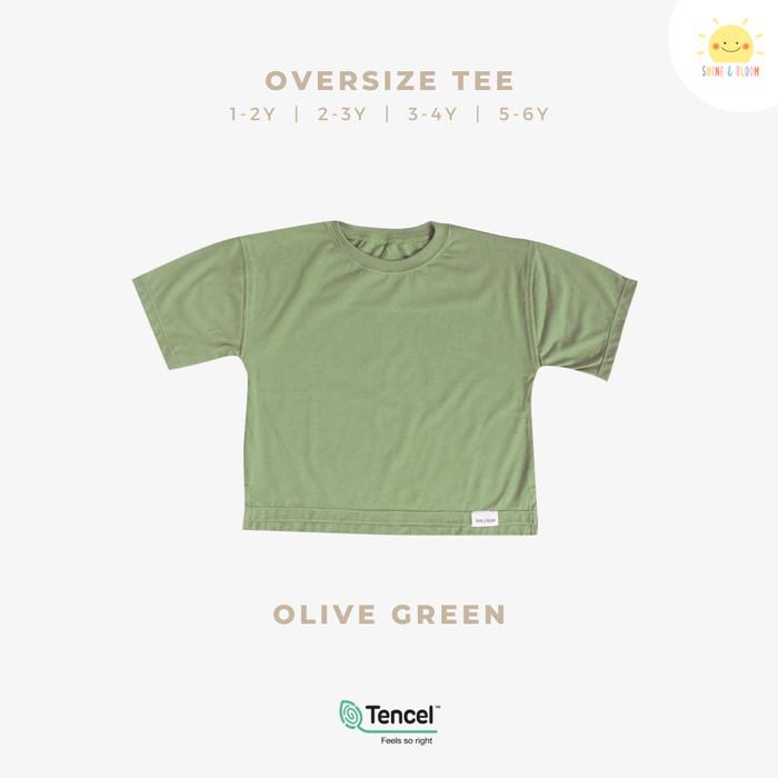 Gambar OVERSIZE TEE - BAHAN TENCEL MODAL X COTTON - KAOS POLOS ANAK UNISEX - Olive Green, 1-2Y (S) dari shineandbloom undefined Tokopedia